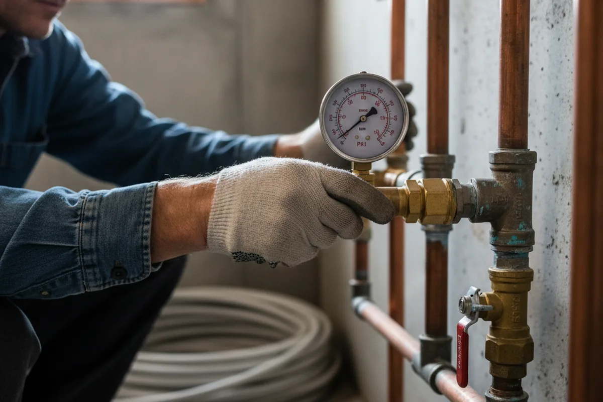 Pressure testing a repaired line during Water Line Repair in Ector
